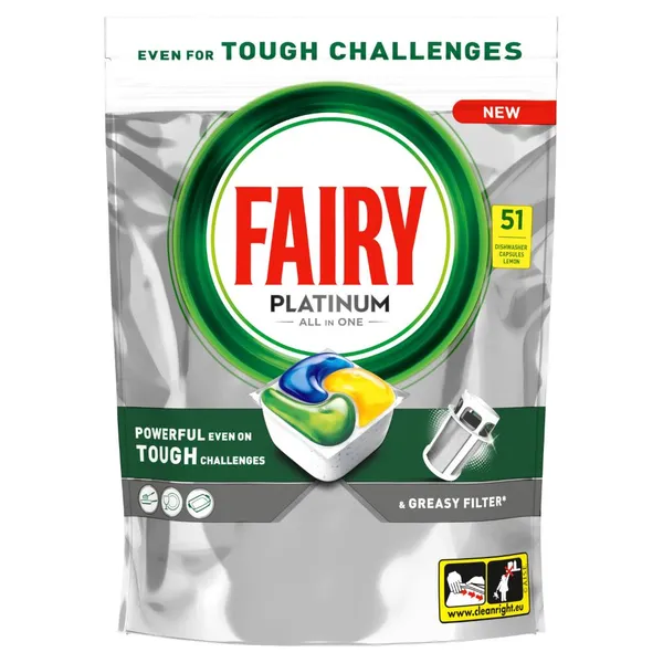 Automatinių indaplovių kapsulės FAIRY Platinum Lemon, 51vnt