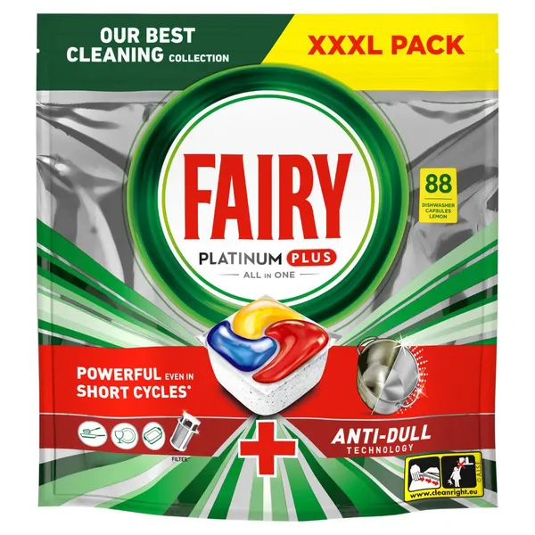 Automatinių indaplovių kapsulės FAIRY Platinum+ Lemon, 88vnt