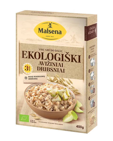 Avižiniai dribsniai MALSENA, Ekologiški, 400g, LT-EKO-001