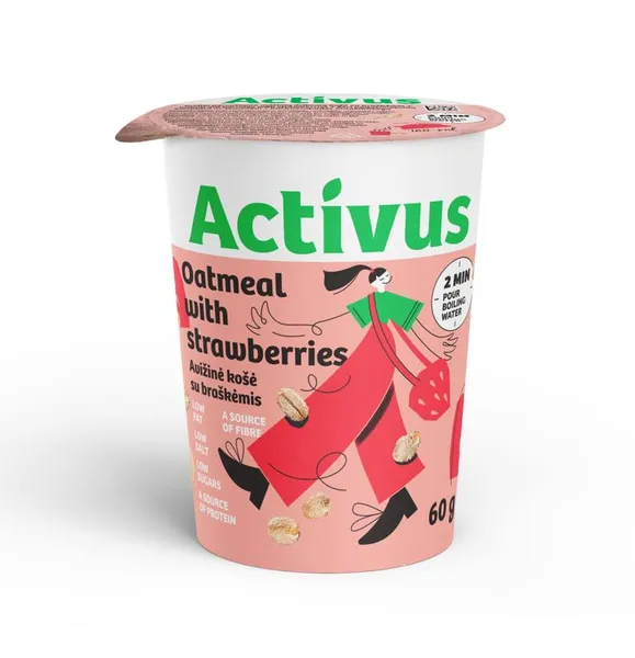 Auzu pārslu biezputra ACTIVUS zemeņu 60g