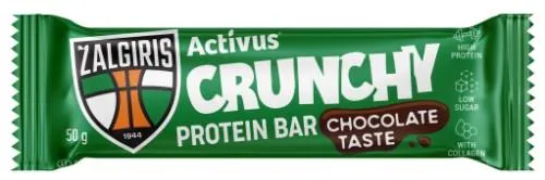 Baltyminis batonėlis ACTIVUS&ŽALGIRIS šokolado skonio, su įrisų skonio sluoksniu, 50g