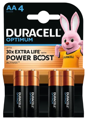 Baterijos DURACELL Optimum, AA, 4 vnt.