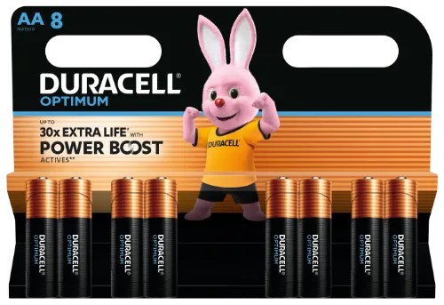 Baterijos DURACELL Optimum, AA, 8 vnt.