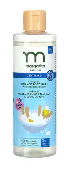 Bekvapis MARGARITA ALLERGY CERTIFIED Plaukų ir kūno prausiklis vaikams, 250ml