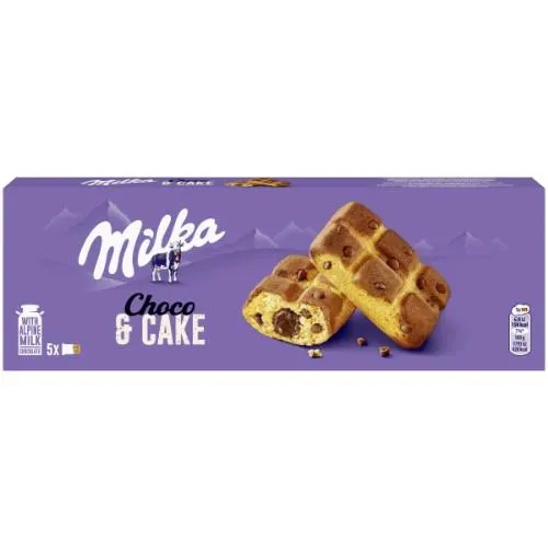 Biskvitiniai pyragaičiai MILKA su pieninio šokolado gabalėliais ir šokoladu, 175g