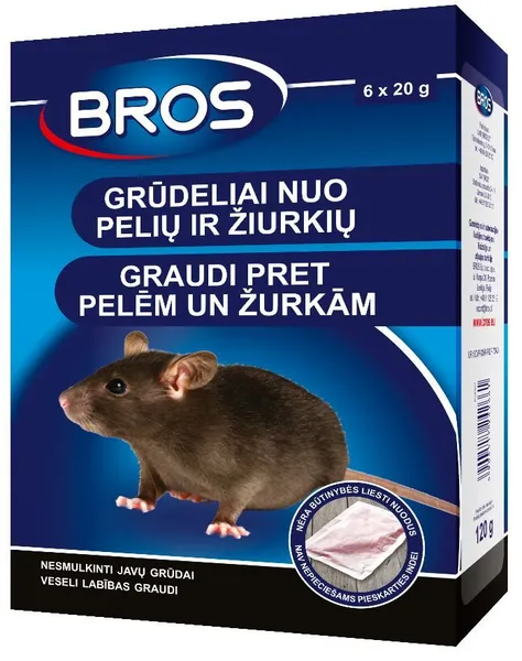 BROS grūdeliai nuo pelių ir žiurkių, 120 g