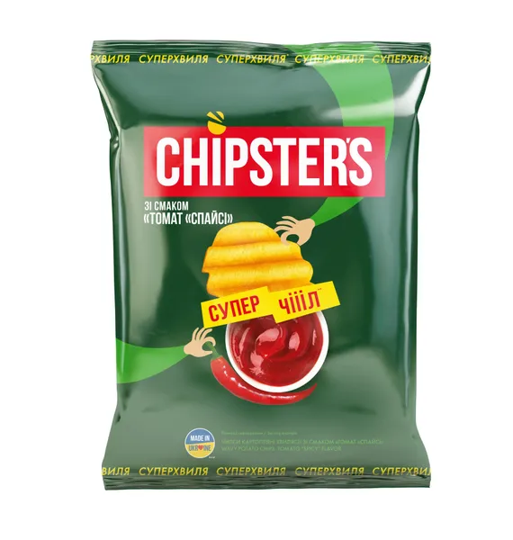 Bulvių traškučiai CHIPSTER'S, aštrių pomidorų skonio, 110 g