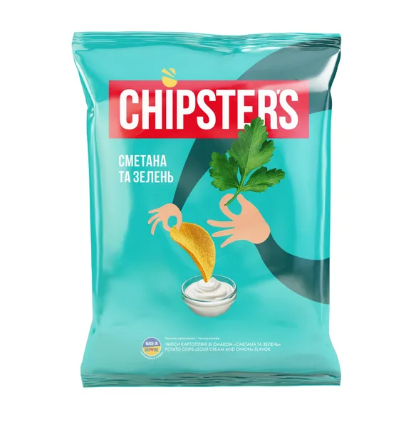 Bulvių traškučiai CHIPSTER'S, grietinės skonio, su žolelėmis, 120 g