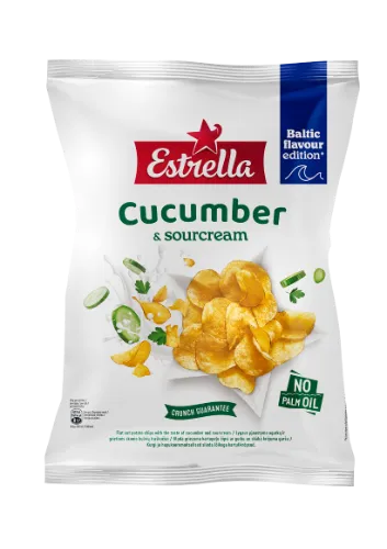 Čipsi Estrella ar gurķu un skābā krējuma garšu 170g