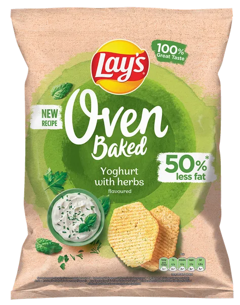 Bulvių traškučiai LAY'S, Oven Baked, jogurto ir prieskoninių žolelių skonio, 180 g