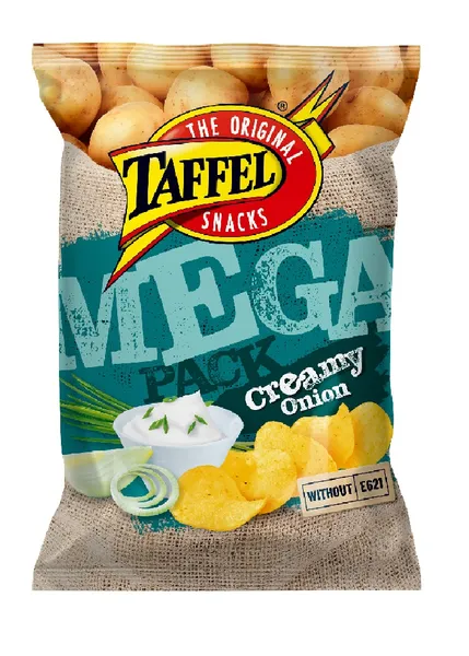 Bulvių traškučiai TAFFEL, grietinės ir svogūnų skonio, 250 g