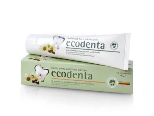 Dantų pasta jautriems dantims ECODENTA, su ramunėlių, gvazdikėlių ekstr. ir Kalident, 100ml
