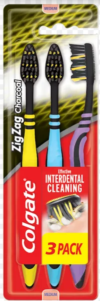 Zobu birste COLGATE Zig-Zsg Charcoal Medium, 3gab
