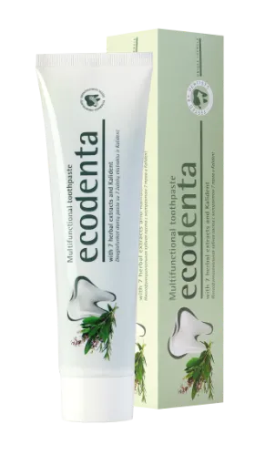 Daugiafunkcinė dantų pasta ECODENTA, su 7 žolelių ekstraktu ir Kalident, 100ml
