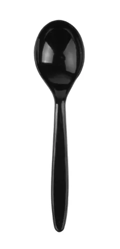 Daugkartinis šaukštas, juodos spalvos, plastikinis, 18 cm, 100 vnt.