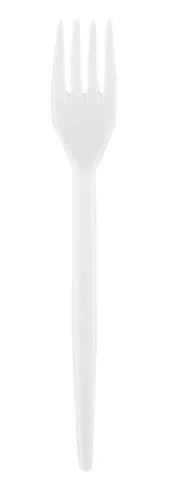 Daugkartinio naudojimo plastikinės šakutės SUPERIOR, PS, baltos, 18 cm, 50 vnt