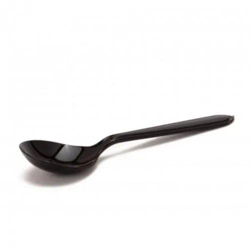 Daugkartinio naudojimo plastikiniai šaukšteliai SUPERIOR, PS, juodi, 12,5 cm, 50 vnt