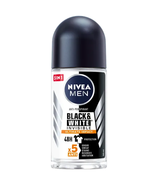 Dezodorantas NIVEA Black & White Ultimate Impact, vyrams, rutulinis, 50 ml