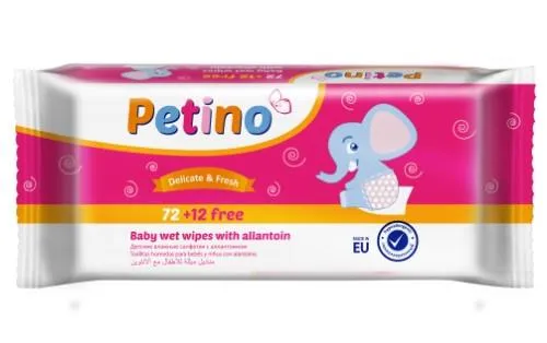 Drėgnos servetėlės vaikams "PETINO", 72+12vnt.