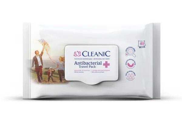 Drėgnos servetėlės"Cleanic Antibacterical Travel Pack", 40vnt.