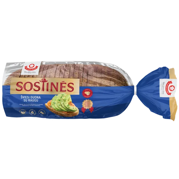 Duona SOSTINĖS, šviesi, su raugu, 800g