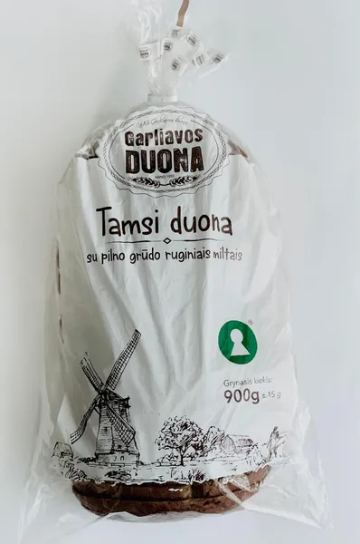 Duona tamsi su pilno grūdo ruginiais miltais, raikyta, 900g(M)