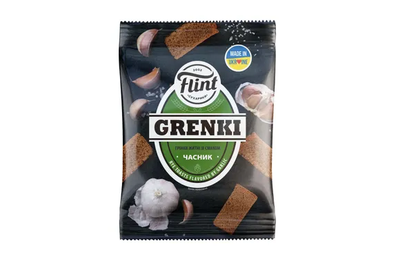 Duonos džiūvėsėliai FLINT, ruginiai, česnako skonio, 80 g