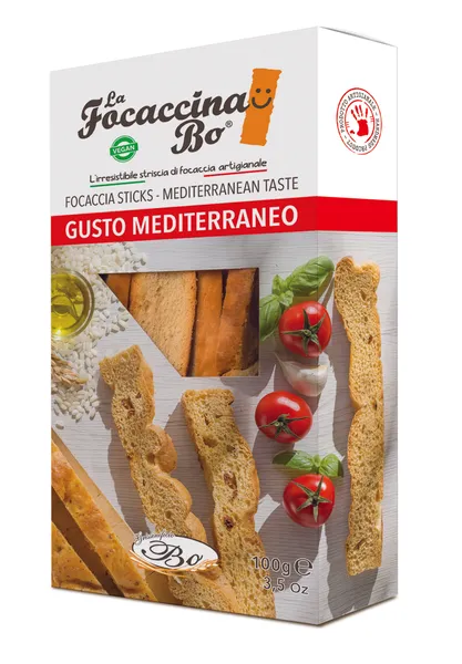 Maizes standziņas FOCACCINA Gusto Mediterraneo Vidusjūras kraukšķīgā fokača, 100g