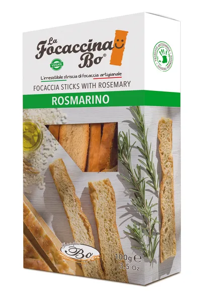 Maizes standziņas FOCACCINA Al Rosmarino kraukšķīgā fokača ar rozmarīnu, 100g