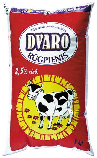 DVARO rūgpienis, 2,5%, plėvelėje, 0,9 kg