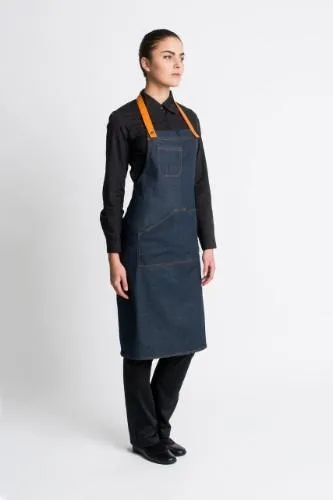Džinsinė prijuostė, su krūtine, mėlyna, 1 vnt