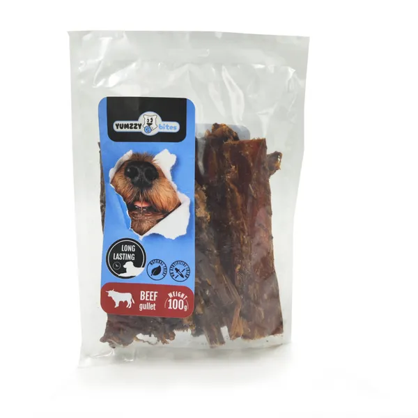 Suņu gardums YUMZZY BITES, žāvēts liellopa barības vads, 100g