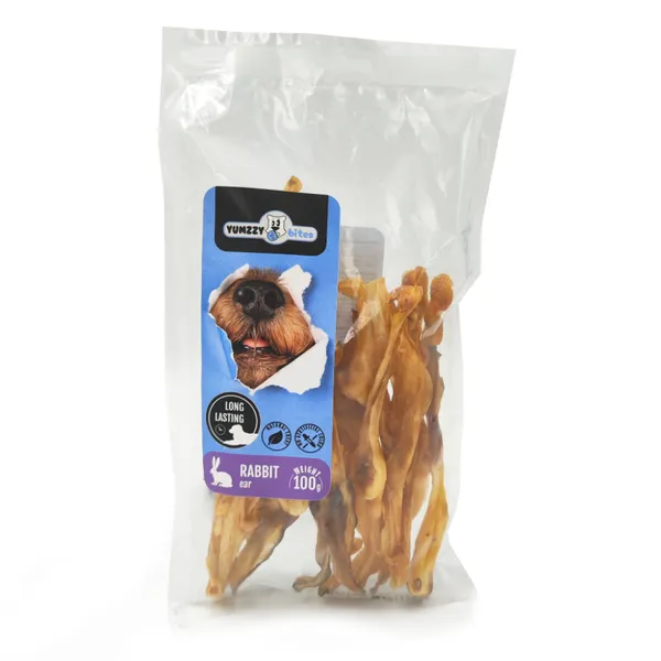 Suņu gardums YUMZZY BITES, žāvētas truša ausis, 100g