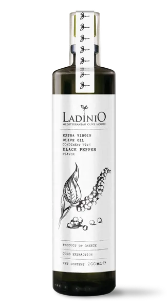 Neapstrādāta augstākā labuma olīveļļa LADINIO ar melnajiem pipariem, 200ml