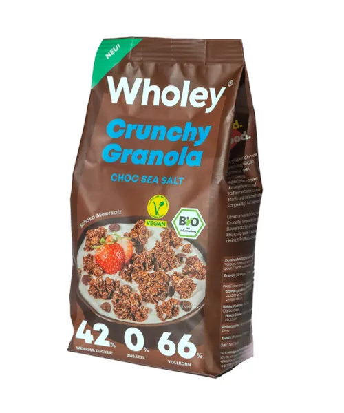 Ekologiška granola, WHOLEY, su šokoladu ir jūros druska, 300 g. LT-EKO-001