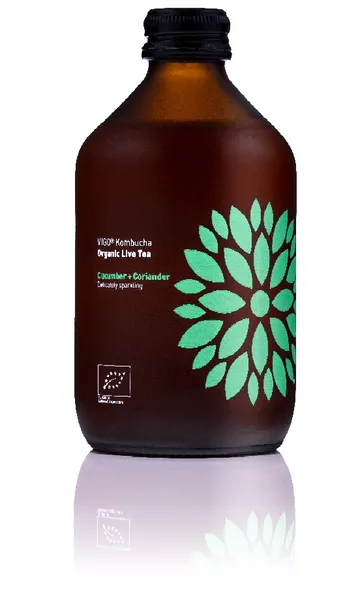 Ekologiškas gaivusis arbatos gėrimas VIGO Kombucha , Agurkas+kalendra 330ml, LT-EKO-001