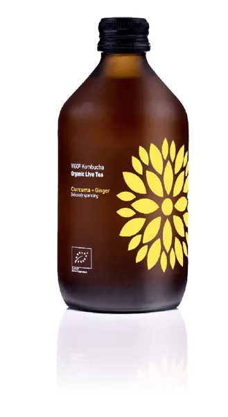 Ekologiškas gaivusis arbatos gėrimas VIGO Kombucha, Kurkuma + imbieras 330ml, LT-EKO-001