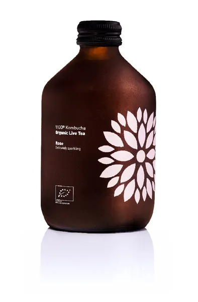 Ekologiškas gaivusis arbatos gėrimas VIGO Kombucha, Rožė 330ml, LT-EKO-001