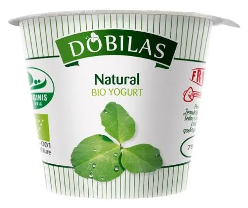 Ekologiškas jogurtas DOBILAS, natūralus, 3,5-4,6%, 125 g, LT-EKO-001