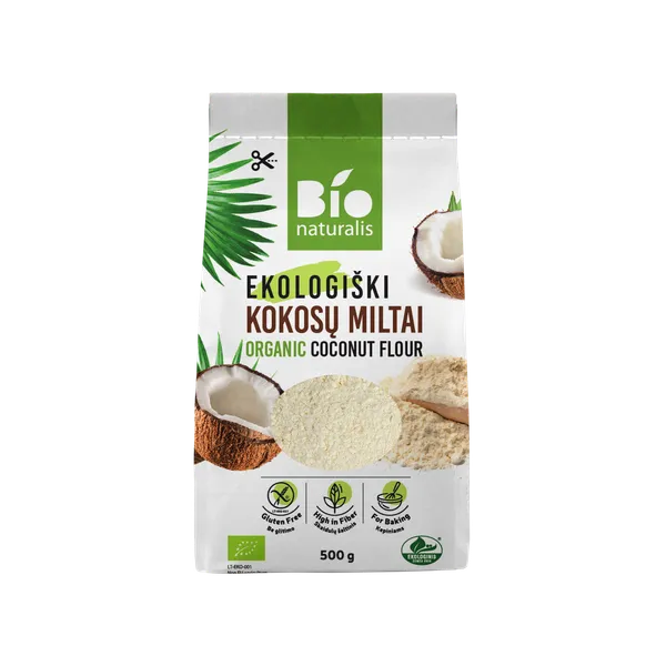 Ekologiški kokosų miltai BIONATURALIS, 500g LT-EKO-001