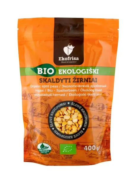 Ekologiški žirniai EKOFRISA, skaldyti, 400 g, LT-EKO-001