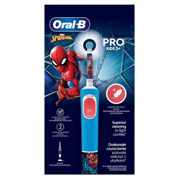 Elektrinis dantų šepetėlis ORAL-B Vitality Pro Kids (3+ metų), Spiderman, 1 vnt.