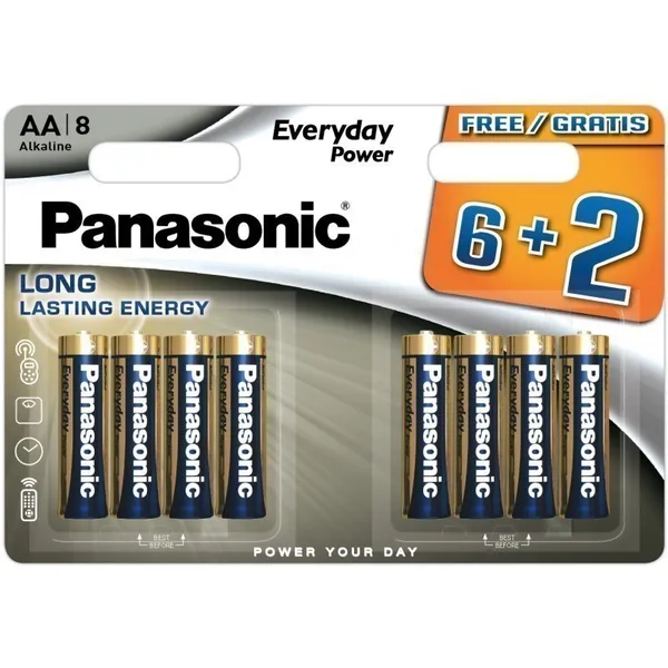Elementai PANASONIC AA (LR6EPS/8B), 8 vnt