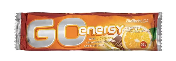 Energinis batonėlis BioTechUSA Go Energy Bar, juodo šokolado skonio, su apelsinais, 40 g