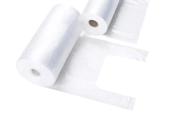 Plastmasas maisiņi ar rokturiem rullī, 24/5x45cm, 8mk, HDPE, 500gab