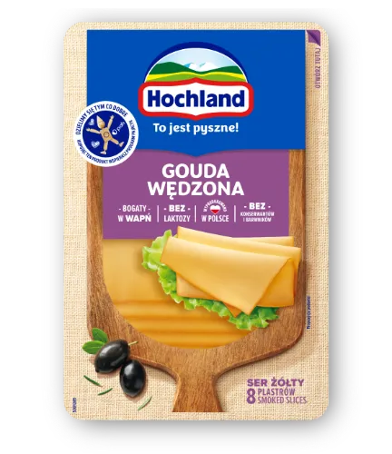 Fermentinis rūkytas sūris HOCHLAND Gouda, brandintas, riekelėmis,55% RSM, 135 g