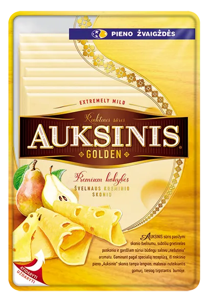Fermentinis sūris AUKSINIS, raikytas, 45%, 150 g