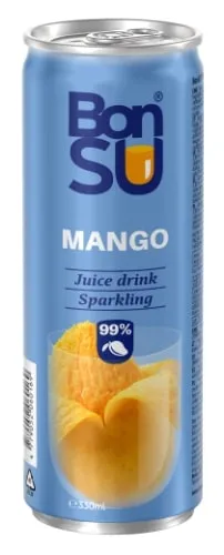 Gazuotas mangų sulčių gėrimas BONSU (99%), 0.33 l