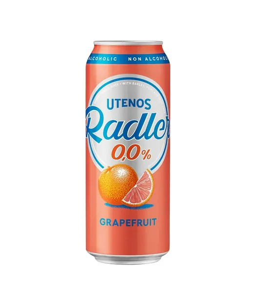 Gazuotas nealkoholinis alaus kokteilis UTENOS Radler, greipfrutų skonio, 0,0%, 0,5 l, skardinė D