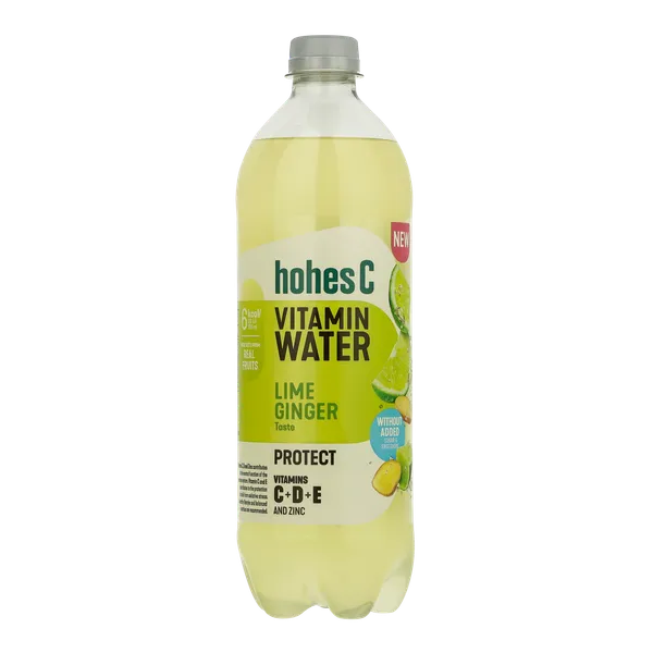 Gazuotas vanduo, HOHES C, laimų ir imbiero skonio, su C+D+E+Zn, 0,75 l